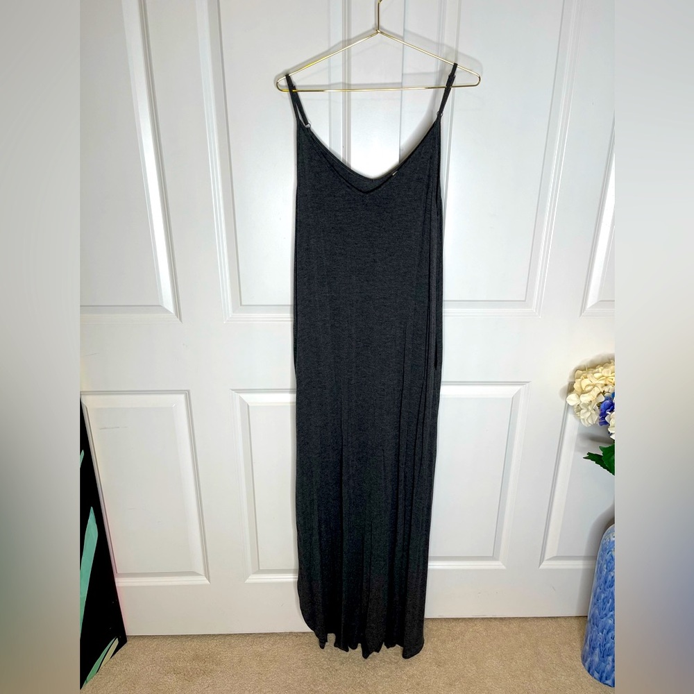Grecerelle Grey Maxi Dress Sundress with Pockets Pullover 2XL B12